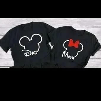 KIT 2 CAMISETAS CASAL MICKEY MOUSE DAD MINNIE MOM ALGODÃO PREMIUM ENVIO IMEDIATO