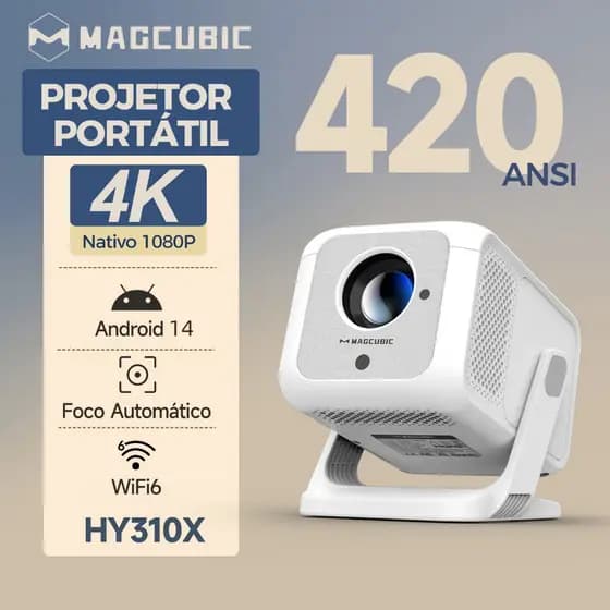 MAGCUBIC HY310 X Portátil Projetor420 ANSI 4K Foco Automático Android 14.0 1080P FHD Home Cinema