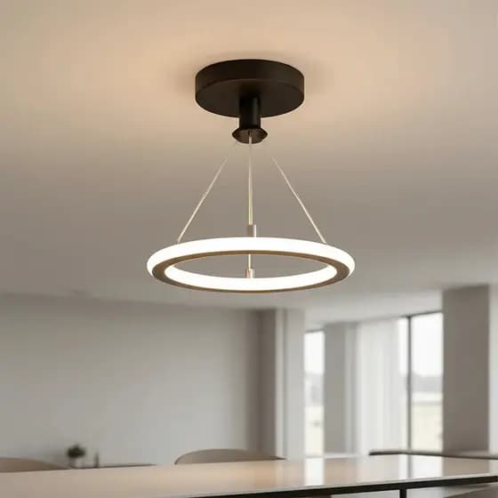 Pendente Lustre Redondo Minimalista 19w Luz 3 Cores Ajustável Bivolt LexLight, Moderno Sala Quarto