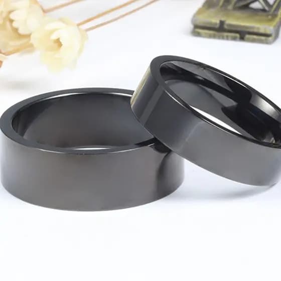 Anel Aço Inoxidável 316L Cor Preto Liso Largura 6mm
