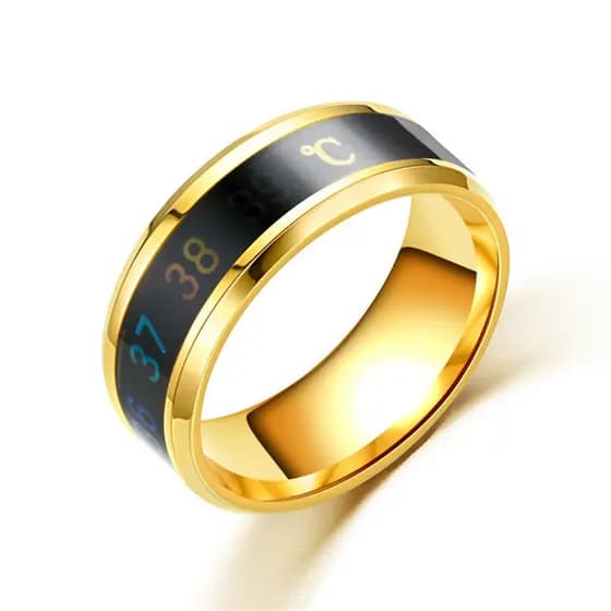 Anel Em Aço Dourado Com Preto