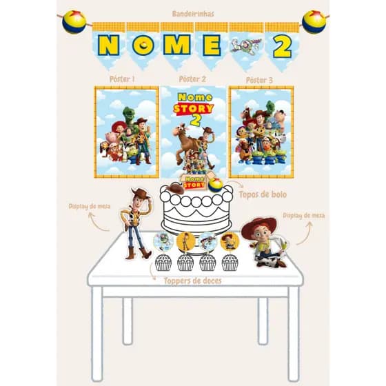 Kit Festa personalizados Toy Story Kit só um bolinho Decoração de aniversário