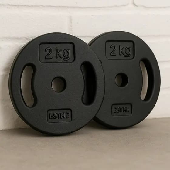Par De Anilha Peso Academia 2Kg 02 Unidades De Ferro Vazada Treino Musculação Em Casa Anilhas