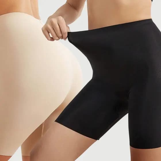 Kit 2 Segunda Pele Modelador Short Peças Com Cós Alto Confortável Cor Preto e Bege