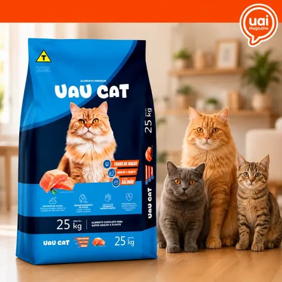 Ração Gato Adulto E Filhote 25Kg Uau Cat Tradicional Salmão