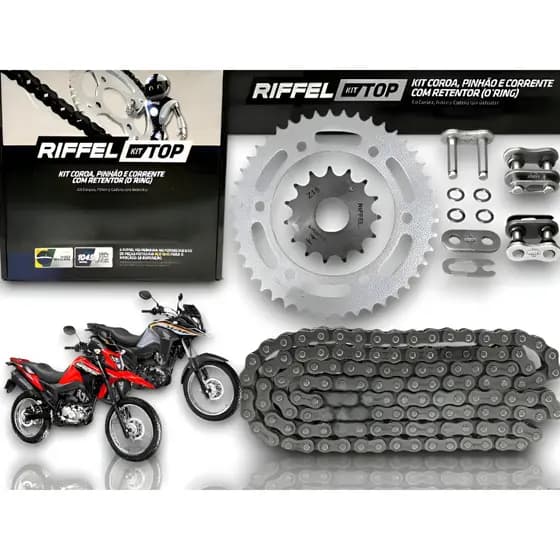 Kit Relação Trasmissão Nxr Bros 160 Xre 190 Com Retentor Riffel Top - 91190