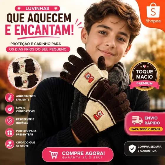 Pares De Luvas Infantil Inverno lã Elástica Unissex Confortável Macia Menina Menino