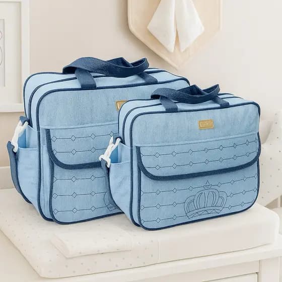 Kit Bolsas Maternidade Bebê Passeio Bolsa Grande e Frasqueira Fraldas