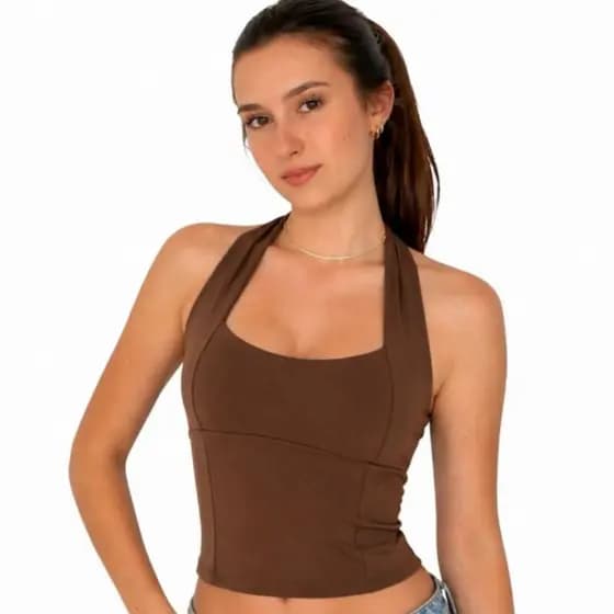 Blusa Cropped Top Halter Feminina Frente Única blusa Costa Nua