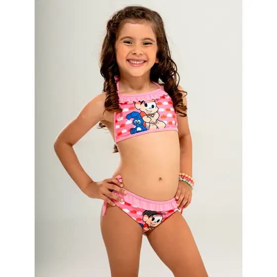 Biquíni Infantil Menina Praia/Piscina Temático Personagem Com Babado