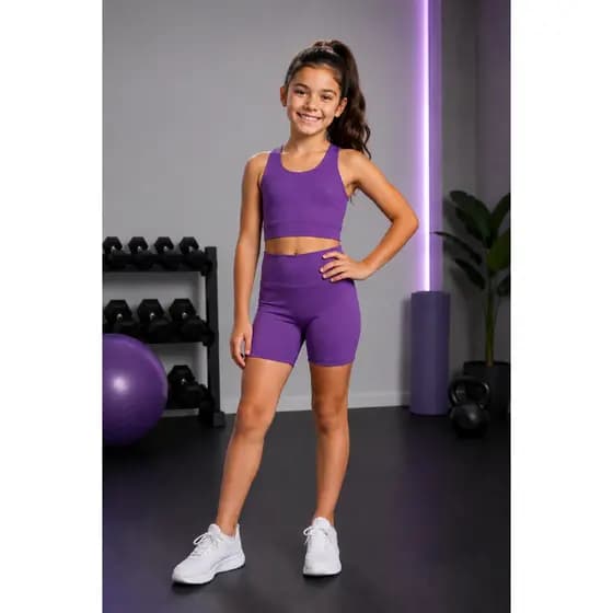Conjunto Fitness Infantil Juvenil Feminino Top + Short