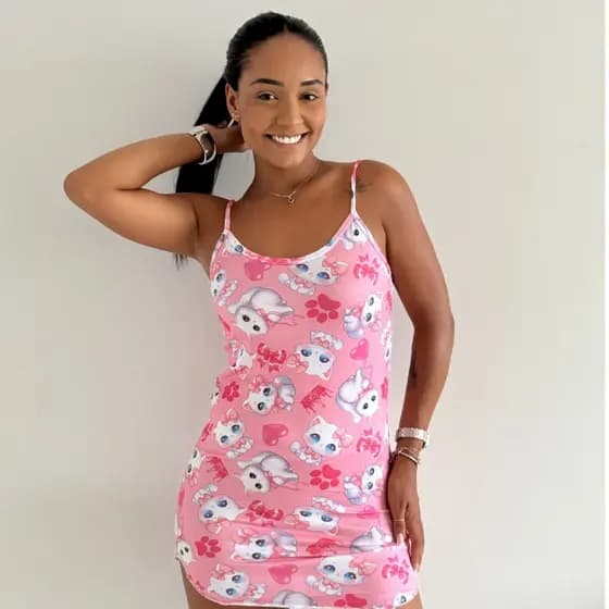 Camisola Temática de Alcinha Estampada Feminino Personagens