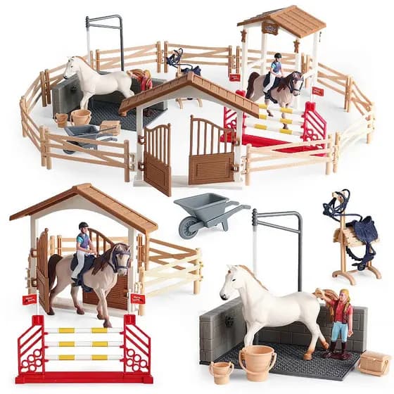 Fazenda Cavalo Corrida Modelo Ação Figuras DIY Equestrianism Cavaleiro Animais Estatueta Bonito Educação Coleção Criança