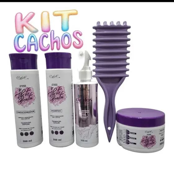 Kit Ativador e Definidor de Cachos Completo Shampoo +Condicionador + Mascara+ Day After + Escova onda modeladora