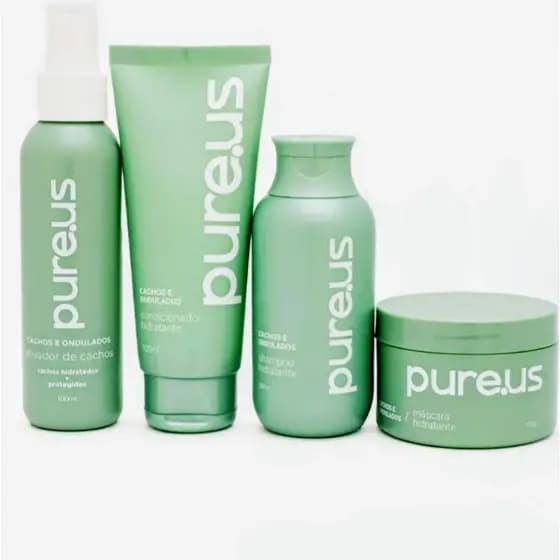 Kit pure.us Cachos e Ondulados – Shampoo, Condicionador, Máscara e Ativador para viagem