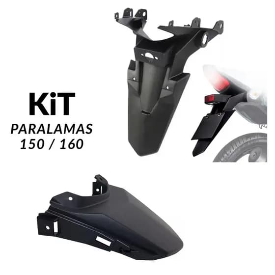 Paralama com Suporte de Placa + Rabeta Central CG 160 Fan/Titan/Start – Alta Resistência ABS