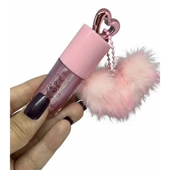 LipGloss Chaveiro Pompom Bobbi Rara Rosa