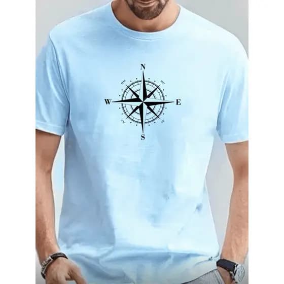 Camiseta Masculina Bússola Norte Sul Camisa Premium 100% Algodão Estampada Manga Curta