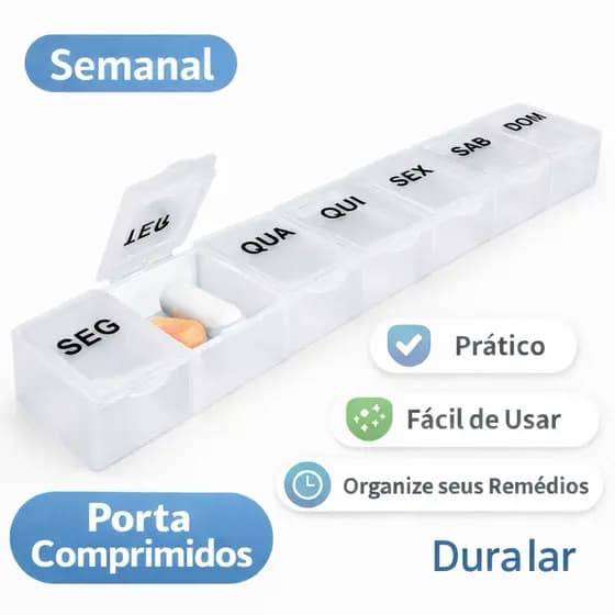 Porta Comprimidos Semanal 7 Dias Transparente Organizador de Remédios Portátil