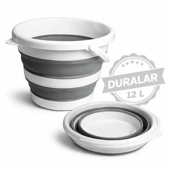 Balde Dobrável Retrátil 10L e 12 Litros Silicone Original Multiuso Portátil