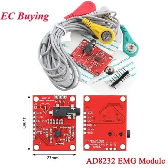 Sensor De Sinal Muscular EMG ecg Módulo AD8232 Medição Pulso Freqüência Cardíaca Kit Monitoramento Para Arduino R3