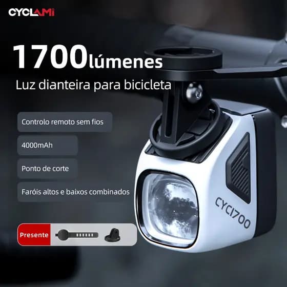 CYCLAMI CYC1700 Lumens Remoto Sem Fio Pendurado Farol De Bicicleta Linha De Corte De Alto Brilho Luz Frontal 4000mAh Lig