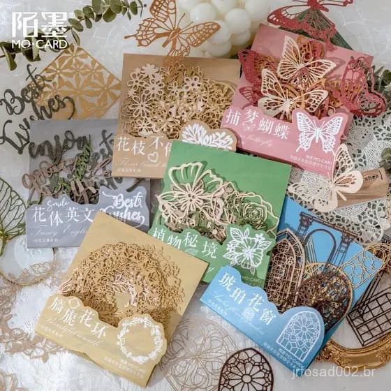 10 Peças Cortado Matrizes Papel Decorativo Renda Borboleta Porta De Flores Em Inglês Palavra Cardstock Livro De Recortes