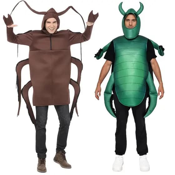 Fantasia engraçada de besouro verde para homem Festa de Halloween Trajes de Cosplay de Insetos para Adultos