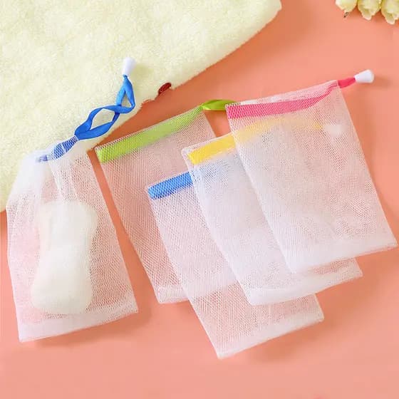 Saco de malha de espuma limpador facial espuma pendurado limpador facial rede de espuma não machuca a pele rosto lavagem
