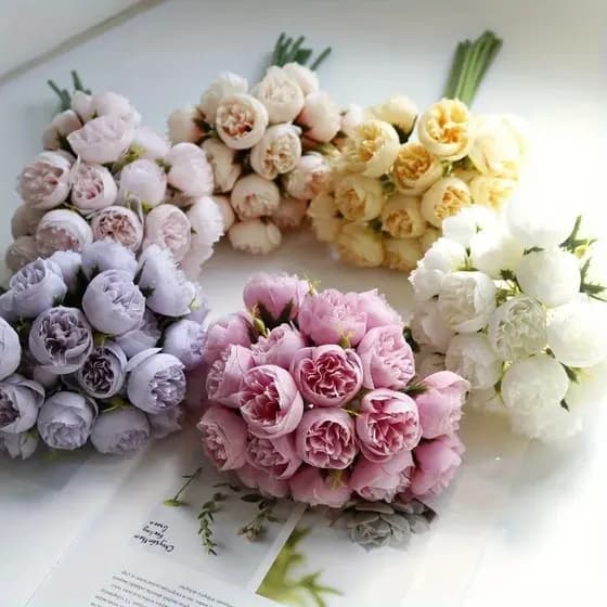Flores de seda peônia artificial 27 buquês de noiva casamento decoração de natal flores festa de família decoração de me