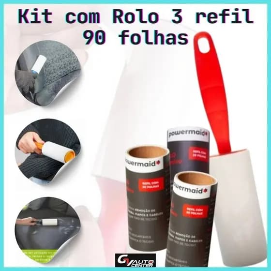 Kit Rolo Adesivo Tira Pelos CAMESA Para Roupas Tecidos Sofá Banco De Carro Powermaid