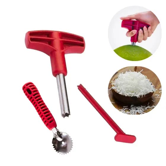 Fura Coco em Aço Inox e raspa coco Versátil e Eficiente Keita
