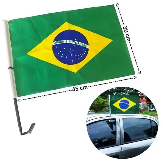 Bandeirinha do brasil Bandeira Brasil Suporte Haste Janela Carro