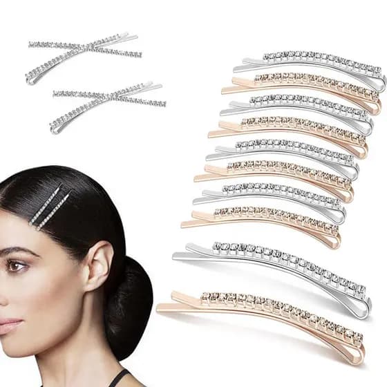KIT 12 Este prendedor de cabelo cravejado de strass realça perfeitamente o charme delicado.