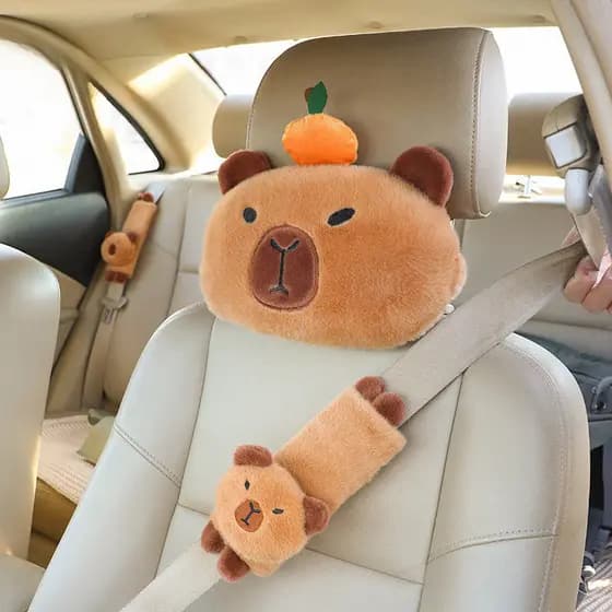 Travesseiro De Pescoço Para Carro , Capivara , Proteção De Ombro De Pelúcia , Caixa De Tecido Fofa , Decoração De Kawaii