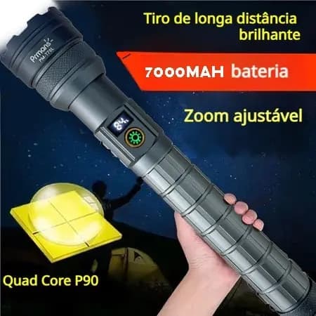 Lanterna Tática-Zoom 20w Telescópico Intensidade Com Display Digital Para Ambientes Externos