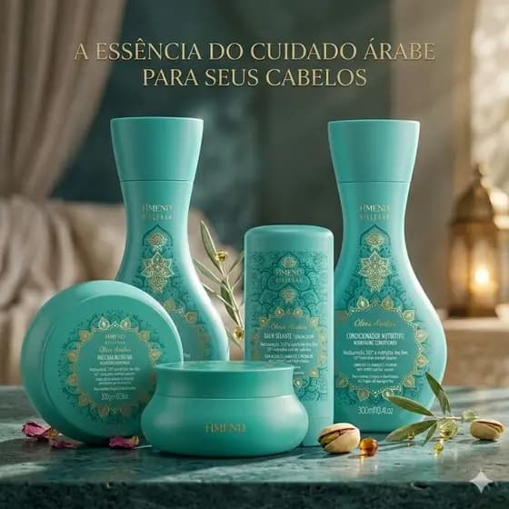 Linha Óleos Árabes - Shampoo e Condicionador 300ml+Balm Selante 180g+Máscara 300g - Amend Cosmetics