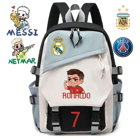 Mochila esportiva de futebol RONALDO Mochila de estudante Juventude Junior High School Campus Mochila juvenil