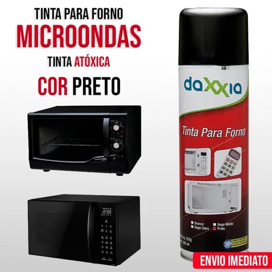 Tinta de Microondas Cor PRETO Brilhante 300ml Pintura Interna e Externa Daxxia - ENVIO IMEDIATO