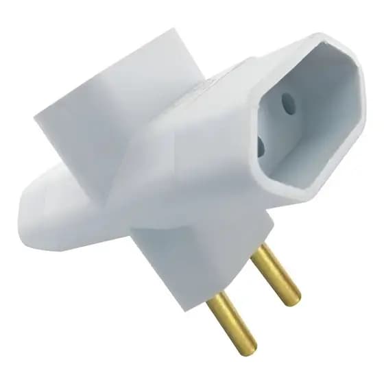 KIT 10 Adaptadores De Tomada Benjamin T / 3 Entradas 2 Pinos Plug Fino Bipolar 10a/250v