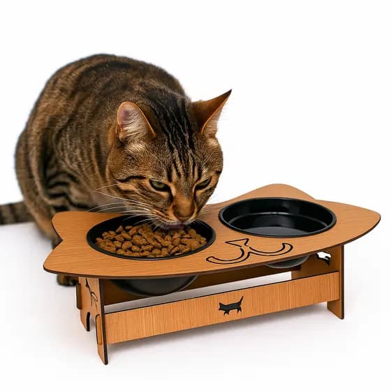 Cumbuca dupla, Comedouro Duplo MDF Pet – Gatinho para Gatos