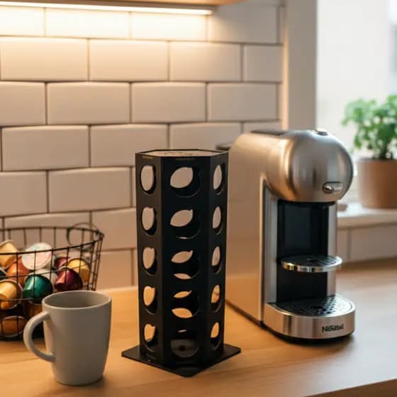 Porta Cápsulas em MDF para Café | Suporte Torre Moderno p/ 30 Cápsulas