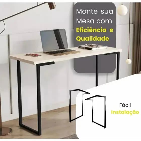 Kit 2 Pés de Mesa Estilo Industrial Base em L Personalizável c/Opção de Ponteira Fixa ou Niveladora