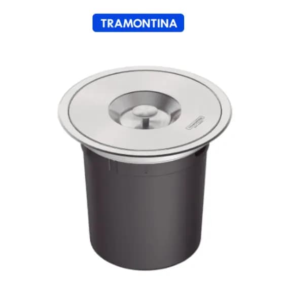 Lixeira Tramontina de Embutir de Cozinha Clean Round em Aço Inox com Balde Plástico Removível 5 Litros