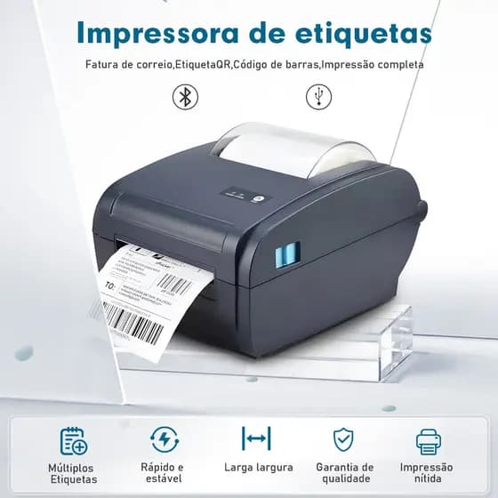 Impressora Térmica Etiquetas de Envios Bluetooth USB 110mm Logística Código de Barras E-commerce Profissional 80D