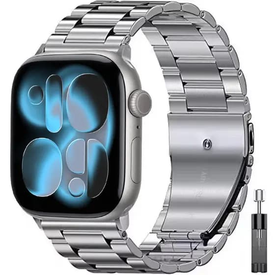 Pulseira Metal Aco Inoxidavel 3 Elos Relogio Smartwatch Compativel Apple Watch 38 40 41 42 44 45 46 49mm