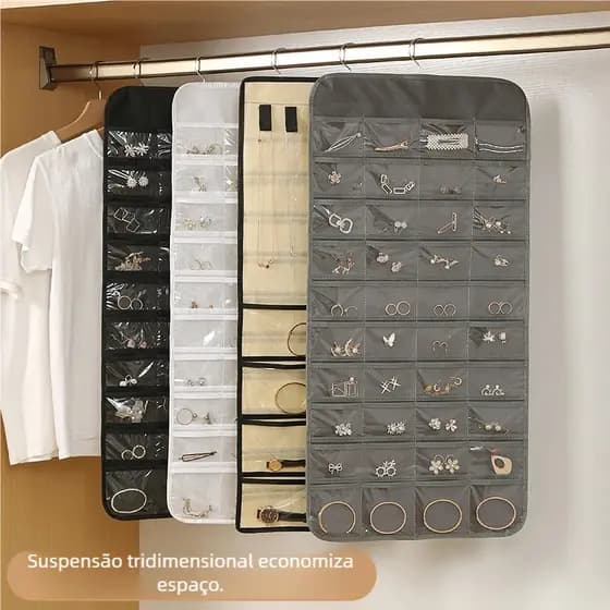 Organizador de Joias com 80 Bolsos – Porta Bijuterias Grande, Prático e Funcional
