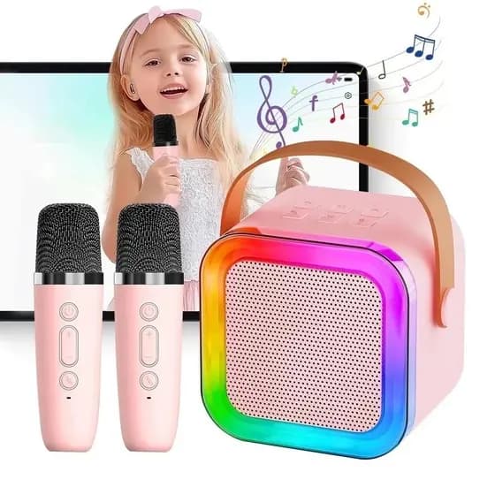 Máquina De Alto-Falante De Karaokê K12 Com 1-2 Microfones Sem Fio Portátil Bluetooth HiFi Para Cantar Em Casa