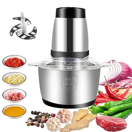 Triturador Processador de Carne 2 Litros Alimentos Com Alça Multiprocessador De Legumes 110v Ou 220v