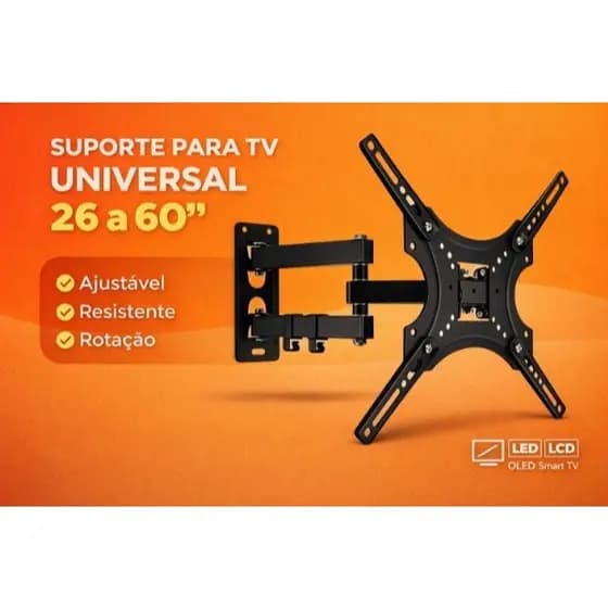 Suporte Tv Para Parede Tri Articulado | Braço Giratório E Articulado - Compatível com Telas Lcd Led Plasma (10 A 60 Pol)